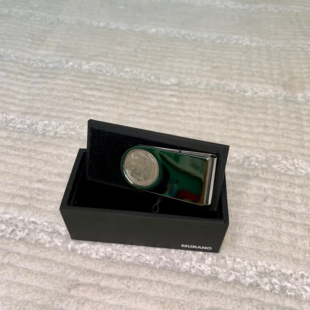 Men's Silver Money Clip with Buffalo Indian Head Nickel NWT
